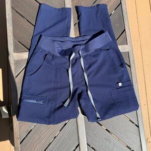 Figs Yola Yoga Technical Collection Navy Blue Drawstring Scrub Pants